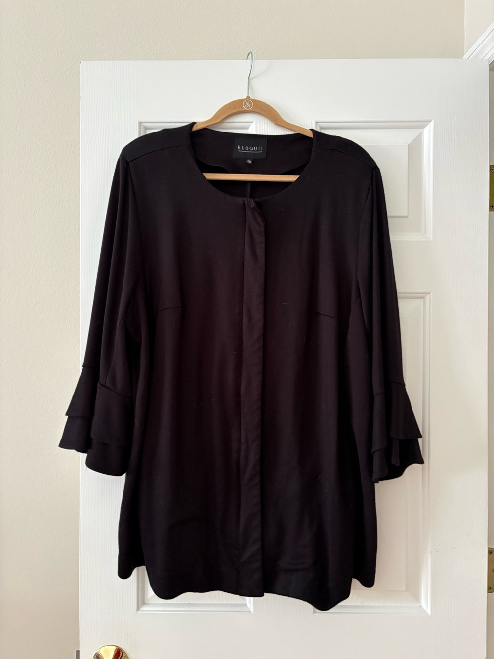 Eloquii Black Tiered Ruffle Sleeve Tunic Jacket